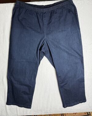 Woman Within Pull On Jeans Womens 30W Dark Wash Straight Leg Stretch Plus Size
